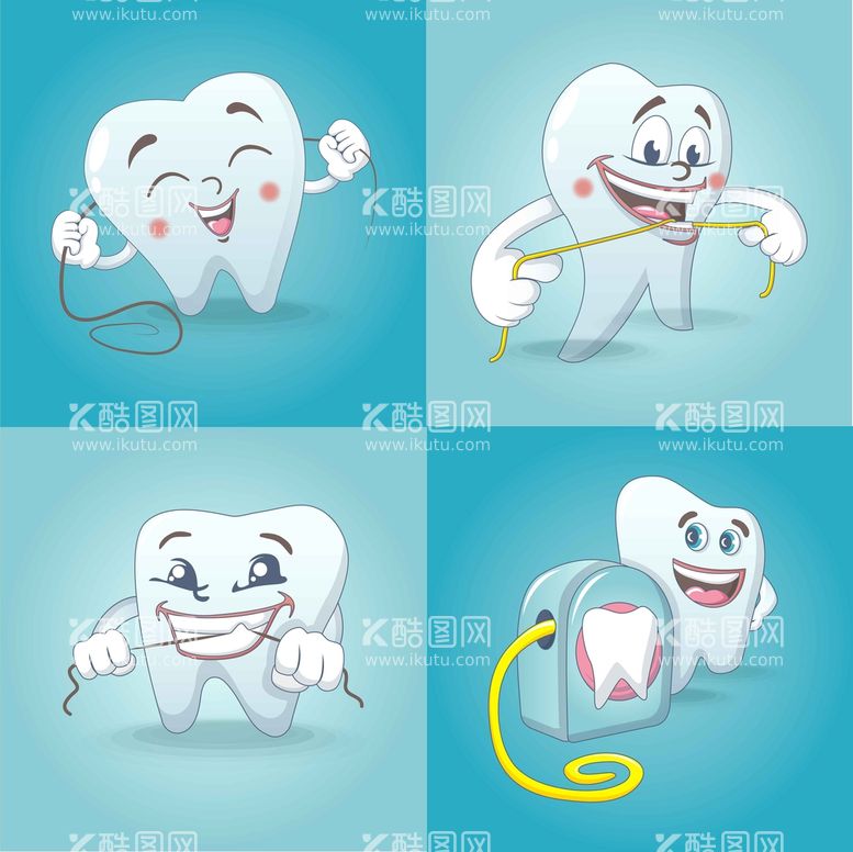 编号：22894811210632242150【酷图网】源文件下载-使用牙线的牙齿