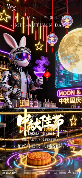 酒吧中秋节海报