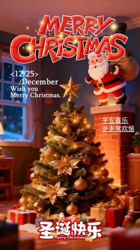 圣诞节节日氛围感刷屏海报
