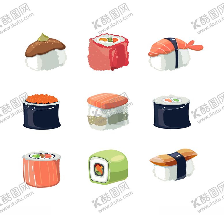编号：10313406261449596450【酷图网】源文件下载-寿司插画