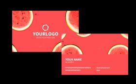 红色西瓜水果名片卡片素材