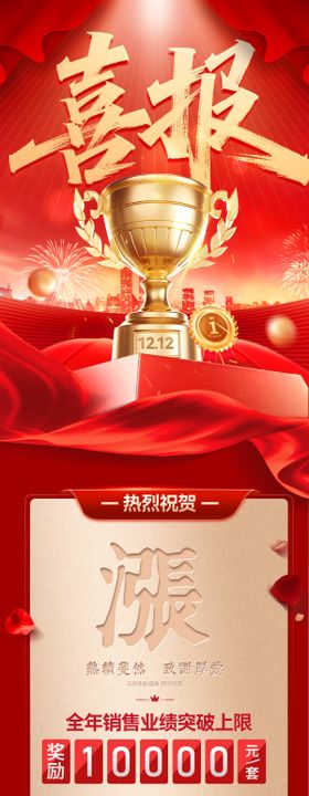 战报喜报捷报奖杯榜单排行榜销售长图
