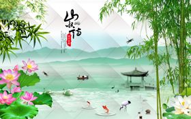 山水情大理石背景墙