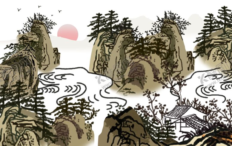 编号：24357506241626376114【酷图网】源文件下载-水墨山水
