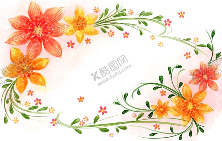 编号：90439809280343168627【酷图网】源文件下载-花环菊花牡丹花装饰画