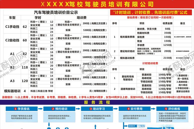 编号：56185805021351371827【酷图网】源文件下载-驾校价目表
