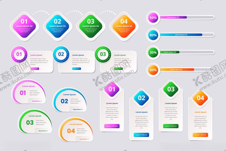 编号：33045804081504571864【酷图网】源文件下载-多彩信息图表模板集合
