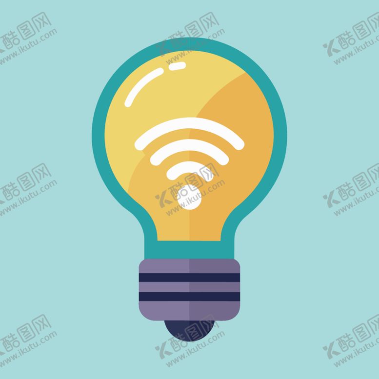编号：34736501140739137328【酷图网】源文件下载-灯泡加WIfi标志