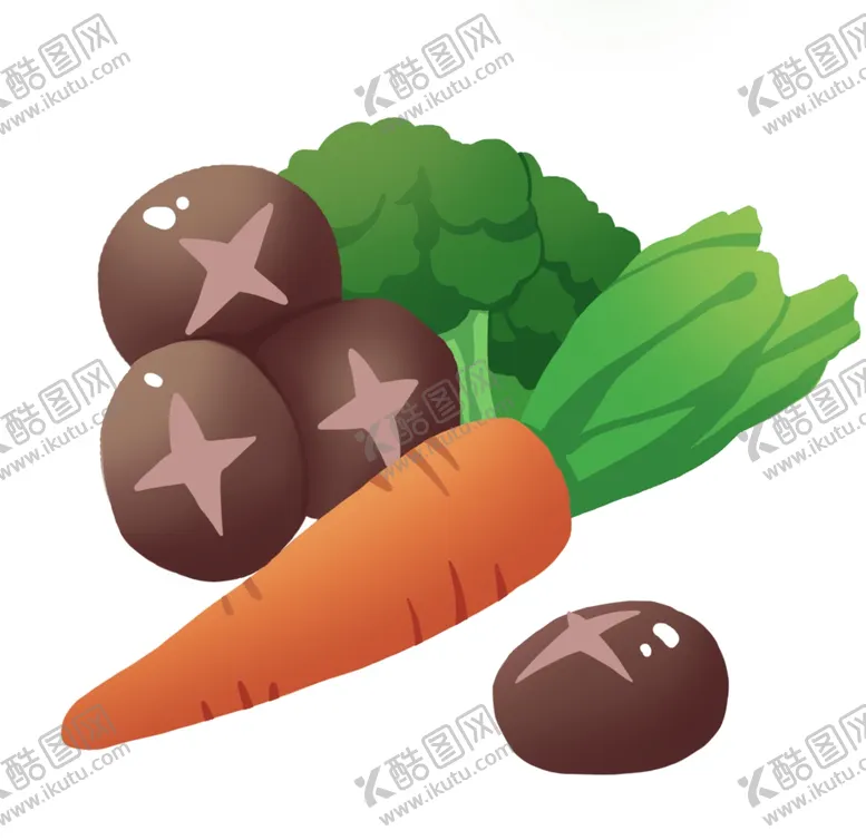 编号：29588502080546058164【酷图网】源文件下载-蔬菜元素香菇胡萝卜插画 