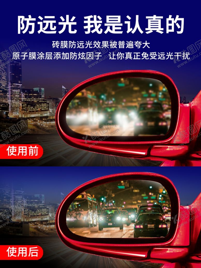 编号：13016507050654262791【酷图网】源文件下载-后视镜防雨膜对比图海报