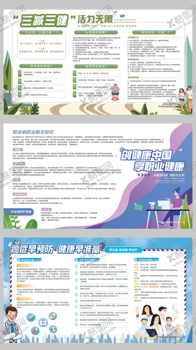 编号：99930809140006026936【酷图网】源文件下载-三健三减肿瘤预防宣传展板