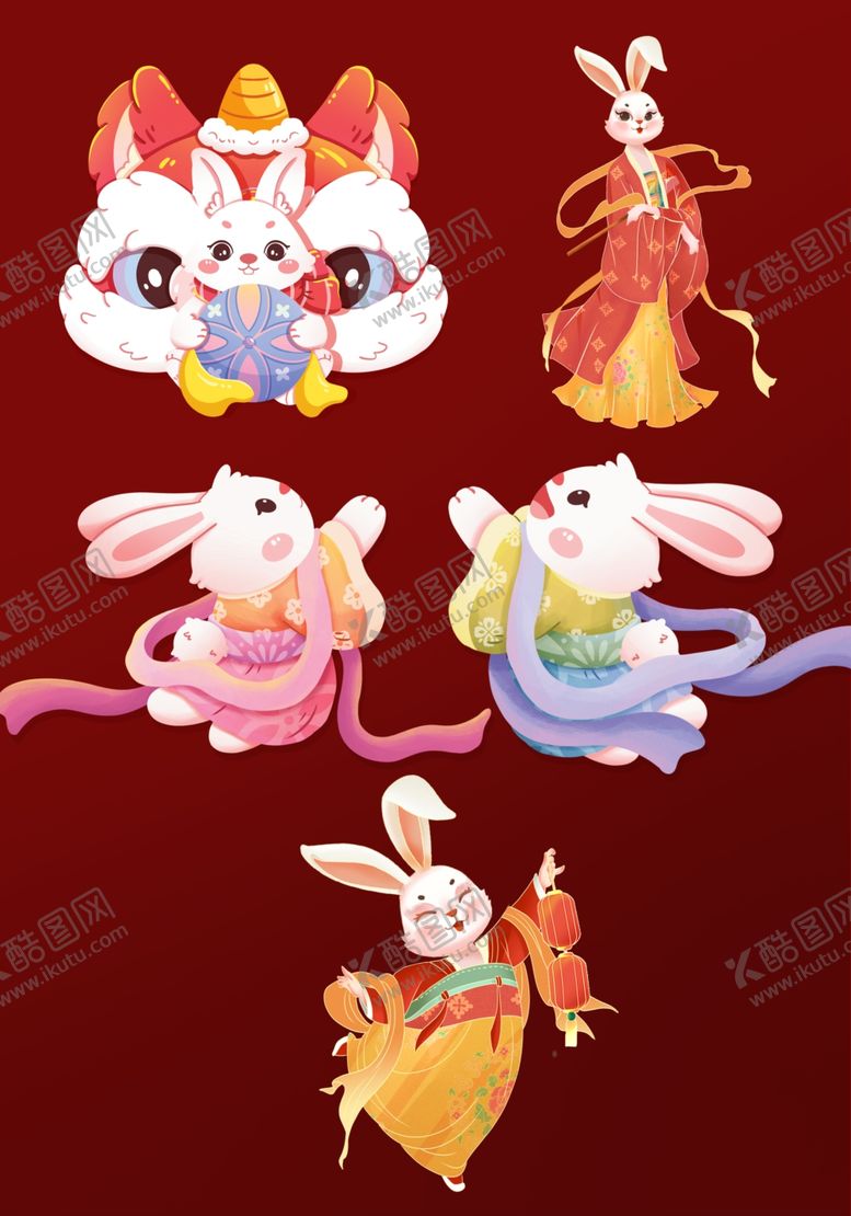 编号：63922612080502268975【酷图网】源文件下载-2023年新年兔年卡通素材贴纸