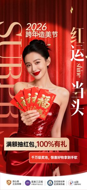 医美2026跨年造美节红金海报