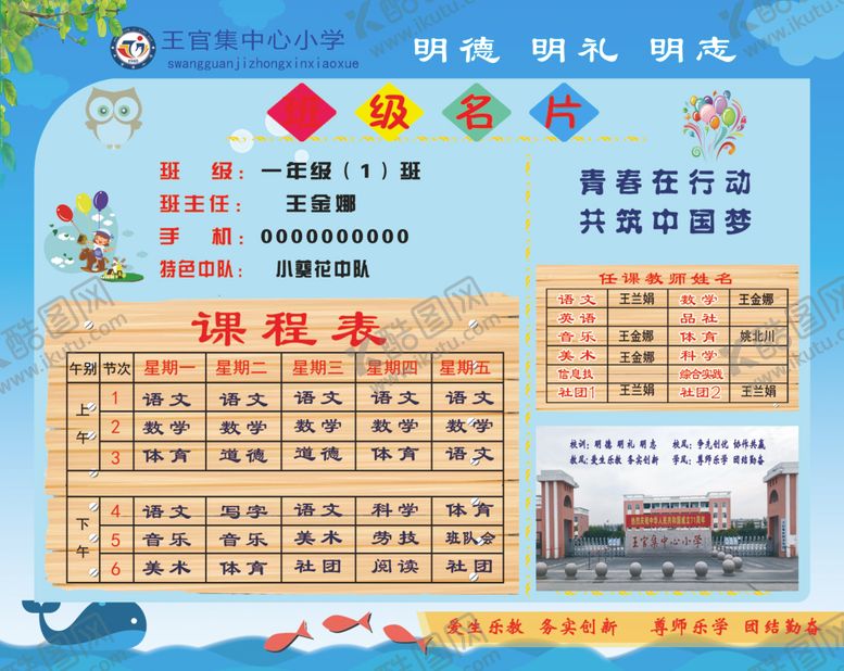 编号：27470905131906153752【酷图网】源文件下载-小学班级名片卡片展板