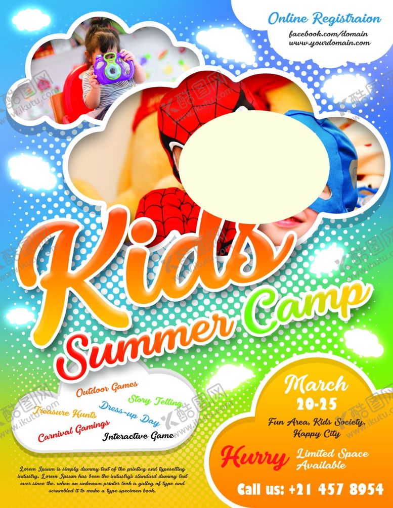 编号：16248609270223111789【酷图网】源文件下载-儿童夏令营传单