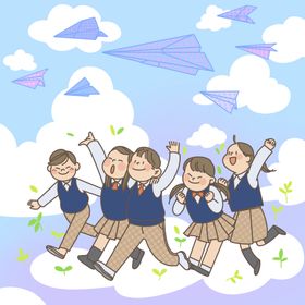 卡通中小学开学插画