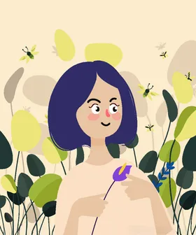 创意花丛中的女子