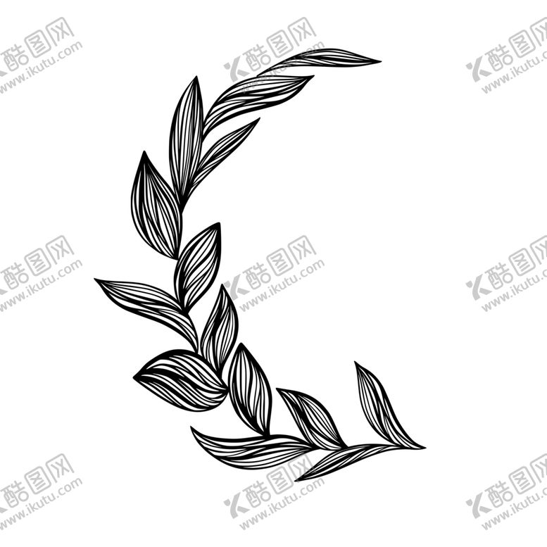 编号：84625704280929113256【酷图网】源文件下载-手绘线性枝叶