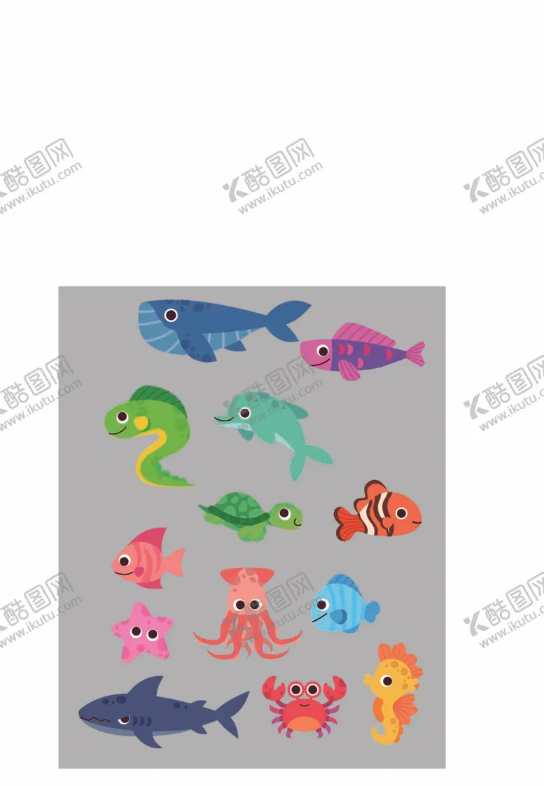 编号：62879512042258522911【酷图网】源文件下载-可爱卡通海洋生物
