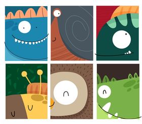 可爱卡通怪物图案集合