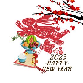 兔年素材贺卡卡通头剪纸2023设计红包