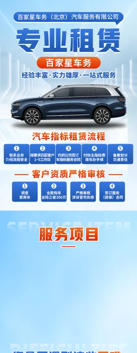 汽车租赁落地页长图海报
