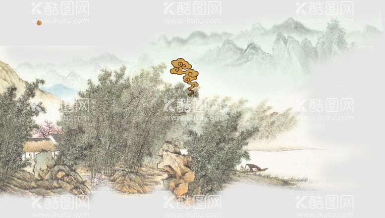 编号：52479111130045574032【酷图网】源文件下载-手绘山水风景水彩图 