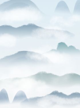水墨画图片山水风景中国风色展板书墙绘