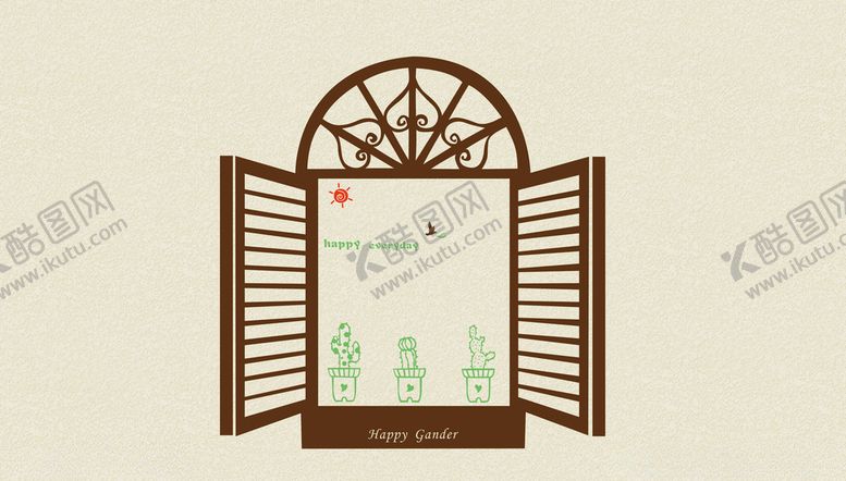 编号：53690009292327419496【酷图网】源文件下载-窗户盆景