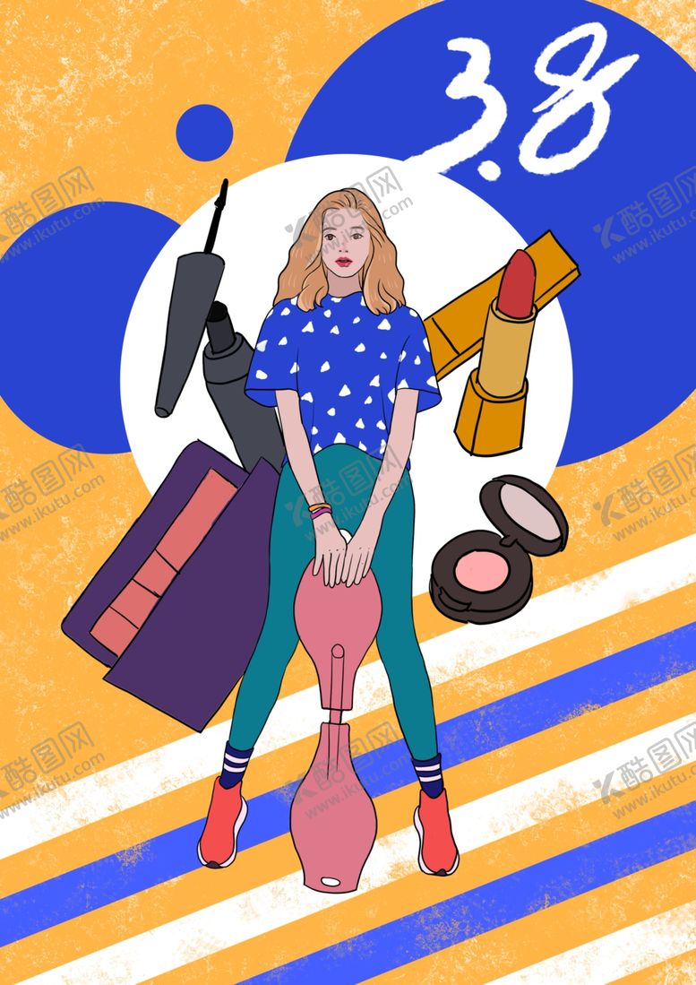 编号：19741110230718153605【酷图网】源文件下载-手绘插画金发少女彩妆