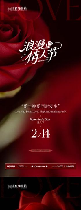 情人节节日海报2026马年玫瑰爱心