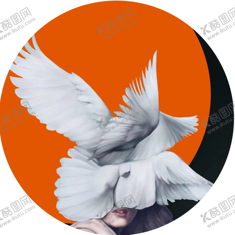 编号：32292601170558346281【酷图网】源文件下载-羽毛人物圆形挂画装饰画