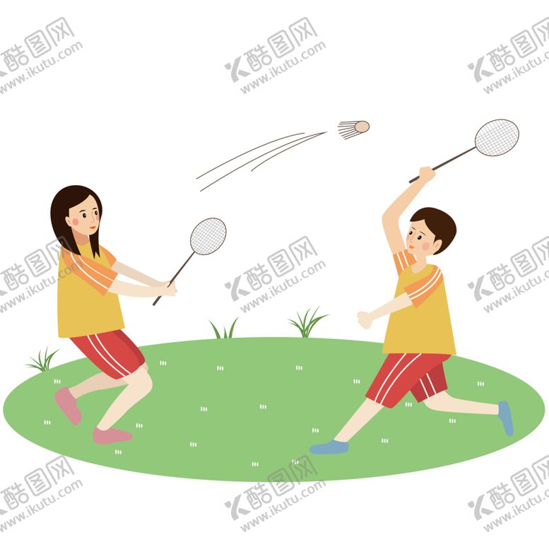 编号：61518910251832143130【酷图网】源文件下载-情侣打羽毛球插画