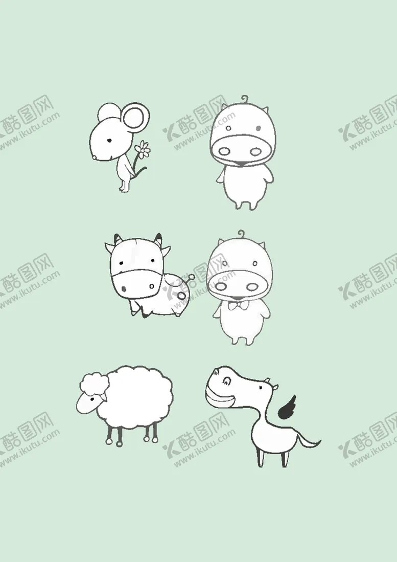 编号：70436101130456483708【酷图网】源文件下载-简笔画动物