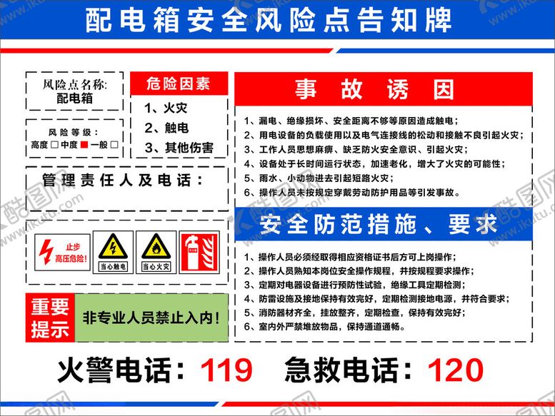 编号：27311602191752175531【酷图网】源文件下载-配电箱安全风险点告知卡