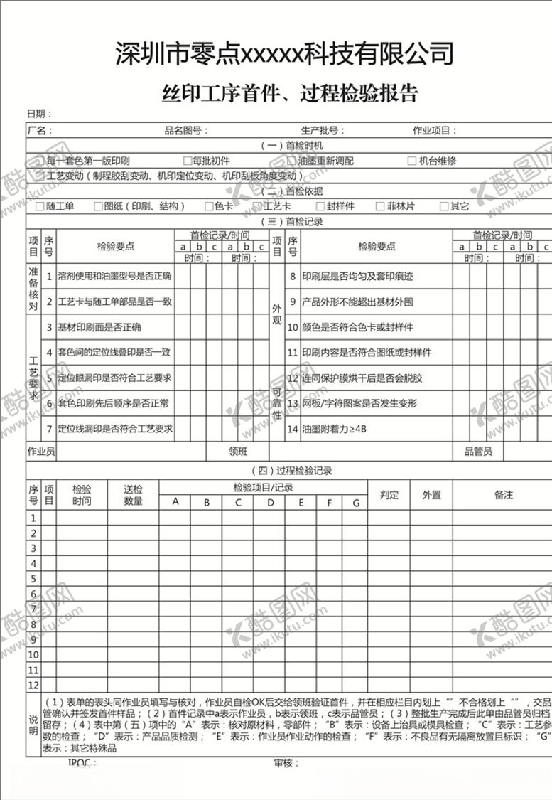 编号：53598906162353002331【酷图网】源文件下载-首件过程检验报告