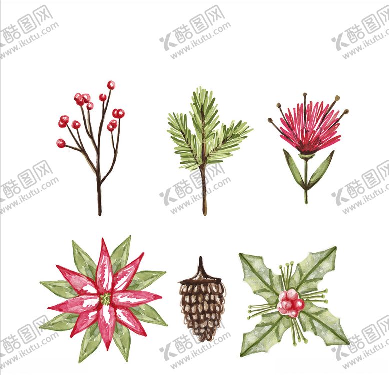 编号：23618609181307273638【酷图网】源文件下载-手绘树叶花朵元素