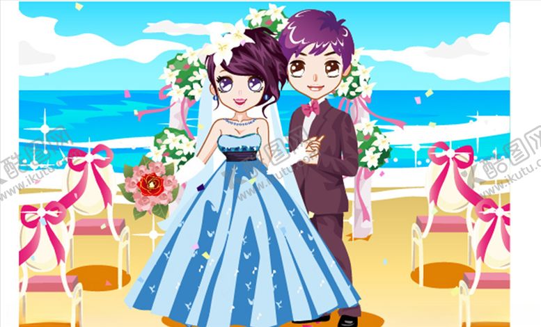 编号：37268409191011002906【酷图网】源文件下载-卡通新郎新娘
