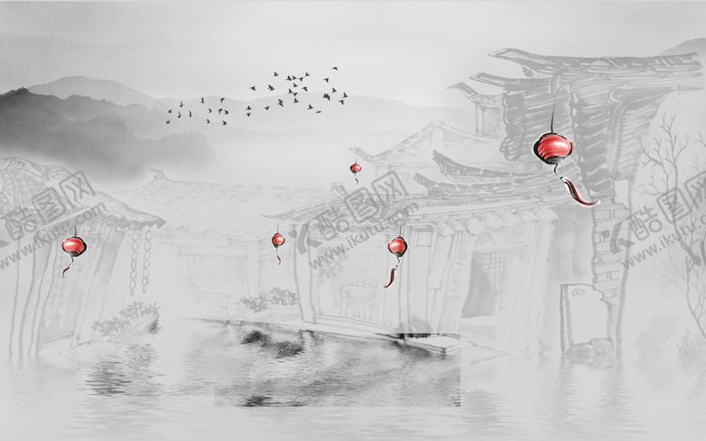 编号：78221501261545588493【酷图网】源文件下载-水墨山水简约背景客厅