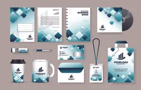 蓝白企业品牌视觉设计套装