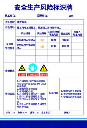 安全生产风险标识牌