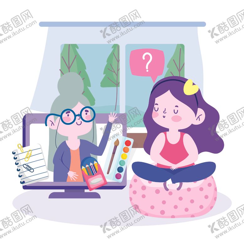 编号：35687109211612236413【酷图网】源文件下载-手绘可爱女生