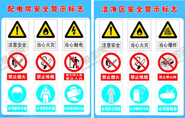 编号：42505102182116164394【酷图网】源文件下载-配电房洁净区安全警示标志