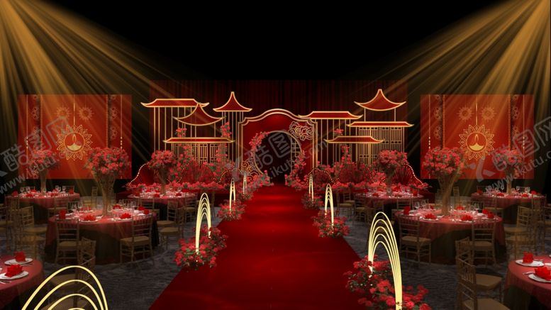编号：54357010301843315714【酷图网】源文件下载-婚礼舞台效果图