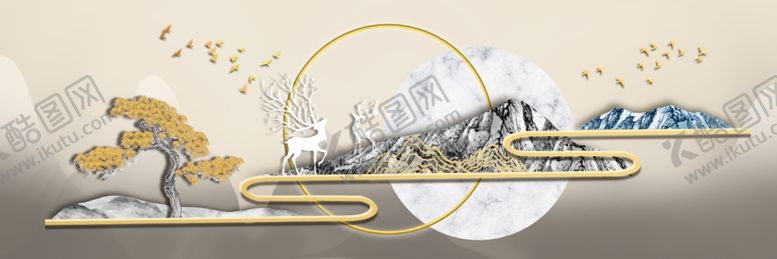 编号：59176711251757439933【酷图网】源文件下载-金色山水景观创意插画