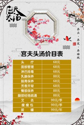 美容价格表图片