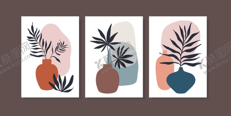 编号：86307910062251276322【酷图网】源文件下载-简约植物装饰画组合