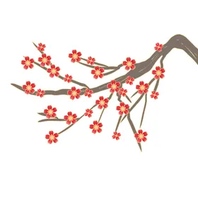 梅花插画海报图片瓣节手绘唯美古风
