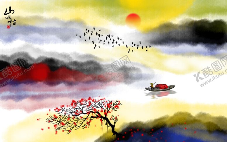 编号：88317409291612122480【酷图网】源文件下载-水墨电视背景墙