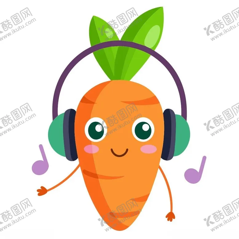编号：86928802211716079984【酷图网】源文件下载-戴耳机听音乐的胡萝卜